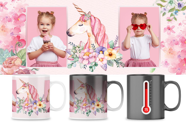 Colour-changing double-photo mug